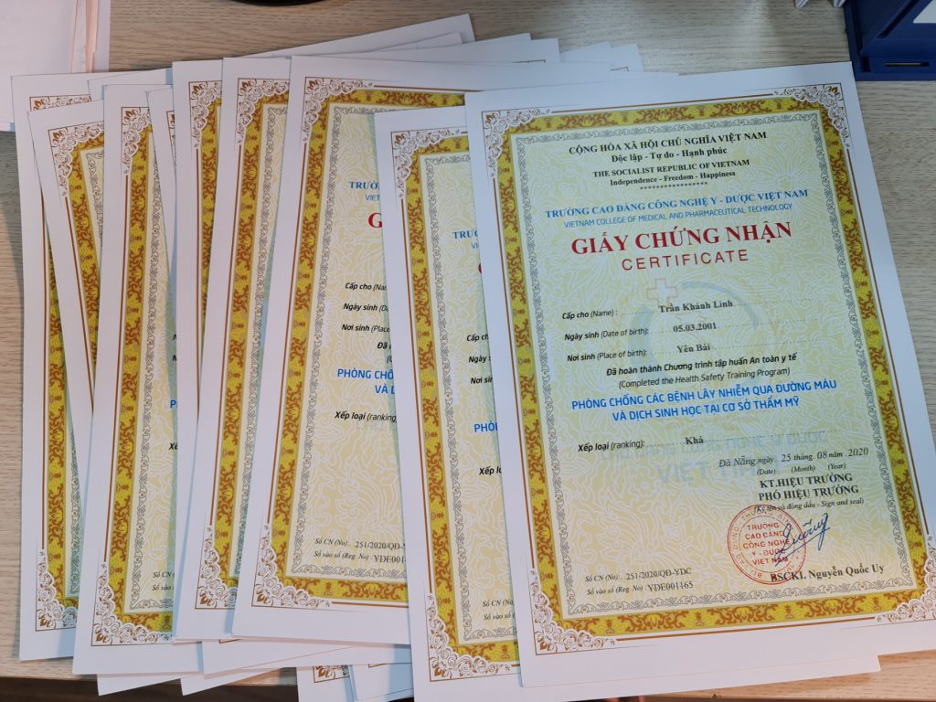 Mẫu chứng chỉ an toàn y tế
